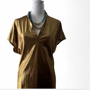 Gold Metallic Women's Top dress up your plain suit!! Make it pop with color.